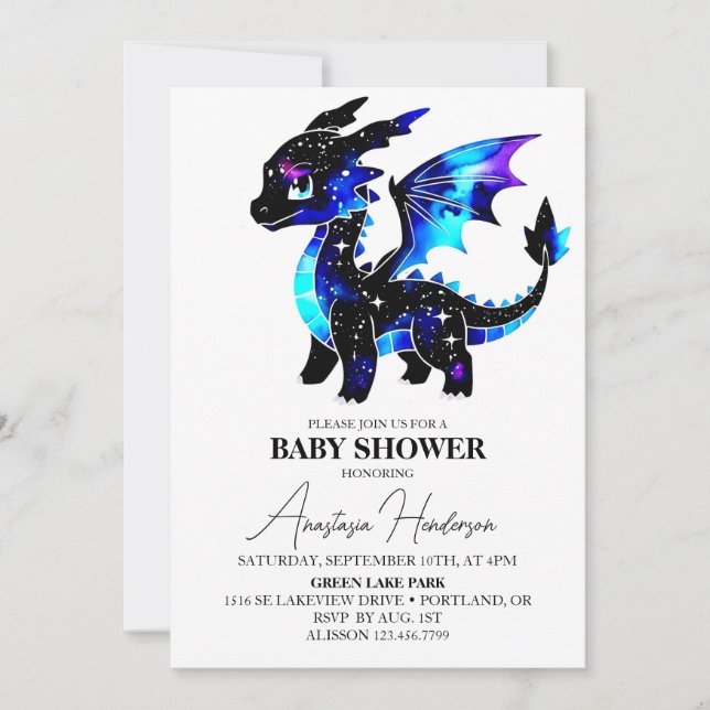 Invitation Baby shower de garçon Dragon Magique Simple (Devant)
