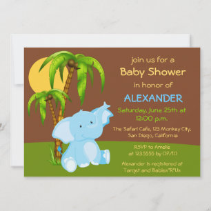 Invitation Baby shower de garçon Eléphant de la Ju
