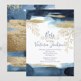Invitation Baby shower de garçon en or blanc de la Marine