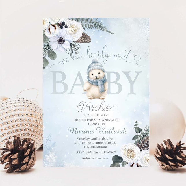 Invitation Baby shower de garçon en peluche d'hiver (Créateur téléchargé)