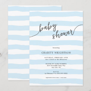 Invitation Baby shower de garçon Faded Blue Stripes