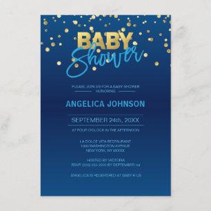 Invitation Baby shower de GARÇON Gold Confetti