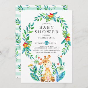 Invitation Baby shower de garçon Jungle Giraffe
