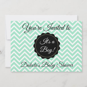 Invitation Baby shower de garçon noir et vert Sage