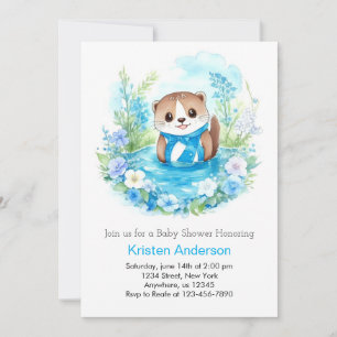 Invitation Baby shower de garçon Oasis enchanté de Otter aqua