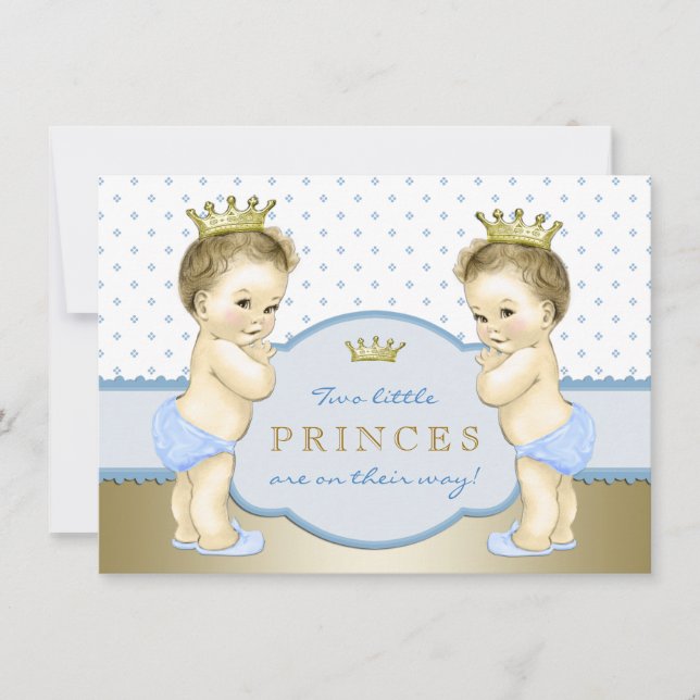 Invitation Baby shower de garçon Prince Twin (Devant)