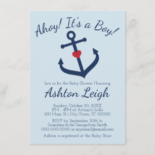 Invitation Baby shower de garçon sur le thème nautique Invita