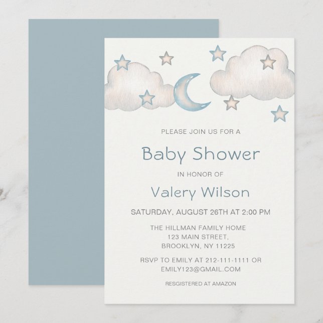 Invitation Baby shower de garçon Turquoise Mint (Devant / Derrière)