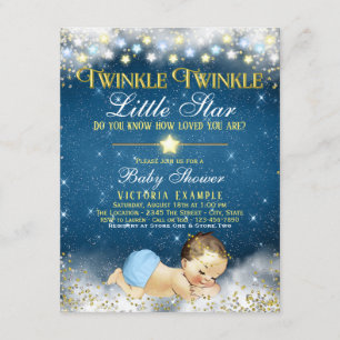 Invitation Baby shower de garçon Twinkle Twinkle Little Star