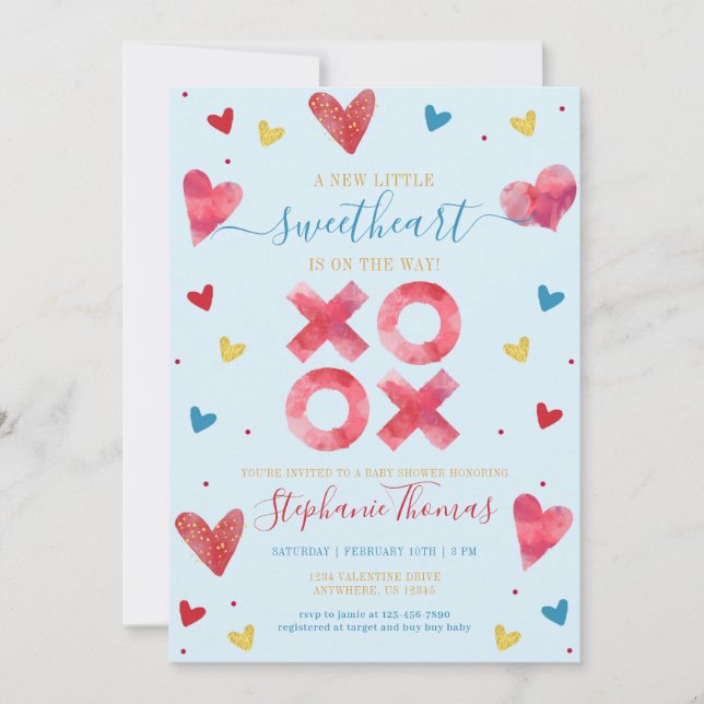 Invitation Baby shower de garçon Valentine Sweetheart (Devant)