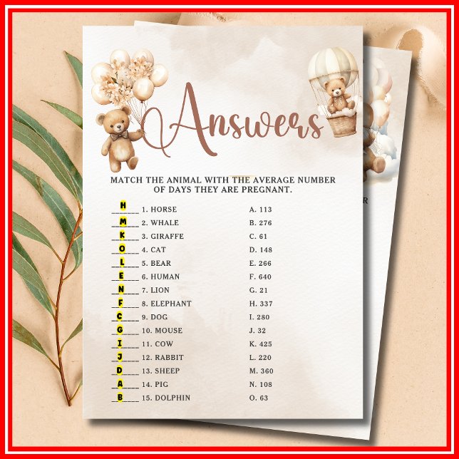 Invitation BABY SHOWER DE GESTION ANIMALE Jeu Mignonne Ours (Créateur téléchargé)