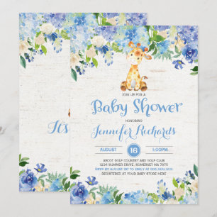 Invitation Baby shower de girafe Douche rustique p