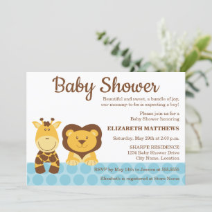 Invitation Baby shower de girafe et de lions