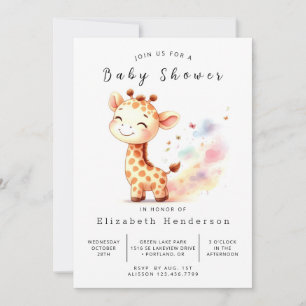 Invitation Baby shower de girafe imprimable enchanté