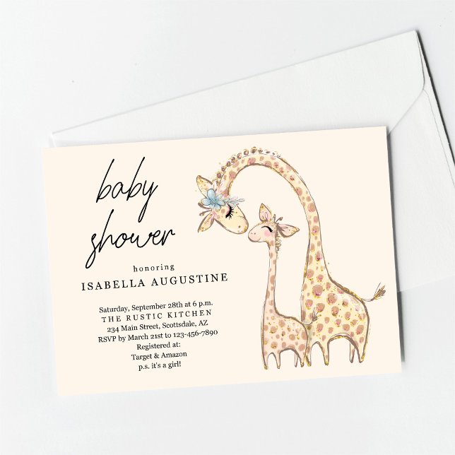 Invitation Baby shower de girafe jaune neutre pour les hommes (Créateur téléchargé)