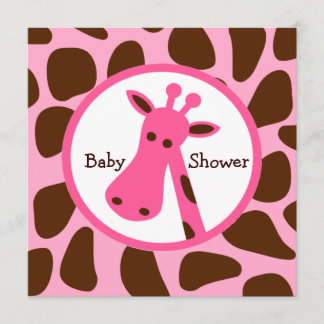 Invitation Baby shower de Girafe rose et Brown