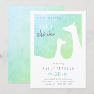 Invitation Baby shower de Giraffe Bleue et Vert Bébé Invitati