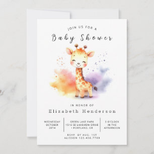 Invitation Baby shower de Giraffe éditable Pastel