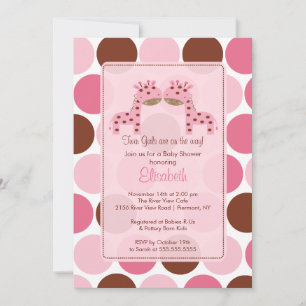 Invitation Baby shower de Giraffe Rose Girls Twin