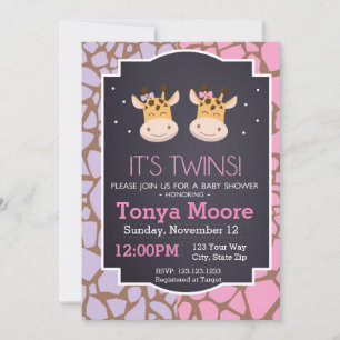 Invitation Baby shower de Giraffe Twin Girls