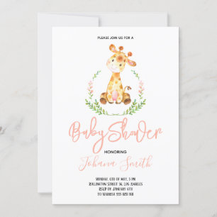 Invitation Baby shower de Girl Giraffe Safari