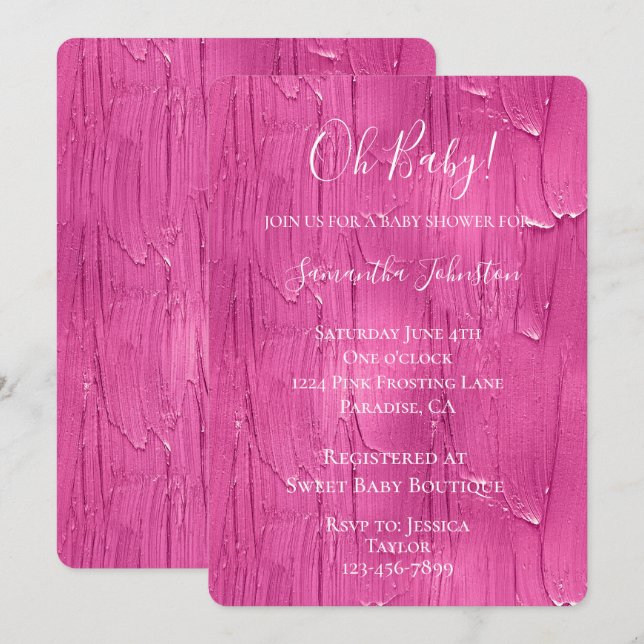 Invitation Baby shower de glaçage Chic Gâteau Rose (Devant / Derrière)
