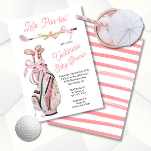 Invitation Baby shower de golf Girly Preppy