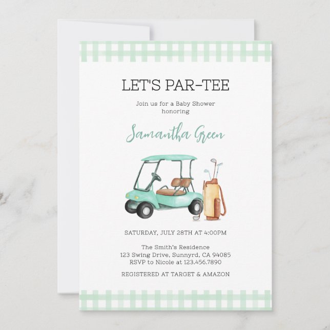 Invitation Baby shower de golf non sexiste (Devant)