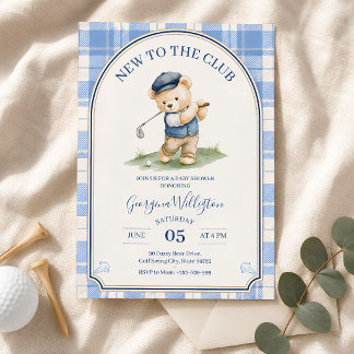Invitation Baby-Shower de golf, Nouvel Arrivé au Club Ourson