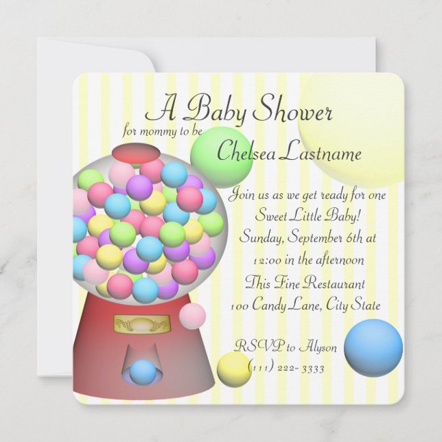 Invitation Baby shower de gomme à bulle (Devant)