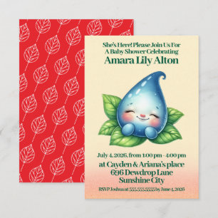 Invitation Baby shower de goutte-à-goutte pour bébé couché mo