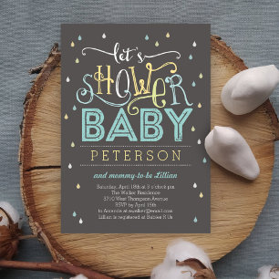 Invitation Baby shower de gouttes de douche - Bleu