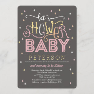 Invitation Baby shower de gouttes de douche - rose