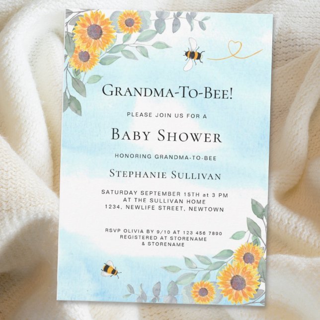 Invitation Baby shower de grand-mère à abeille (Créateur téléchargé)