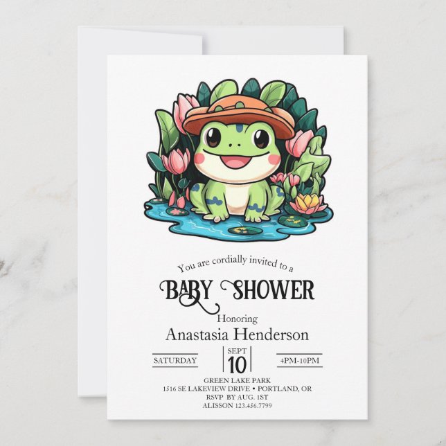 Invitation Baby shower de grenouille (Devant)