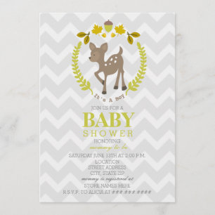Invitation Baby shower de guirlande de cerfs communs - garçon
