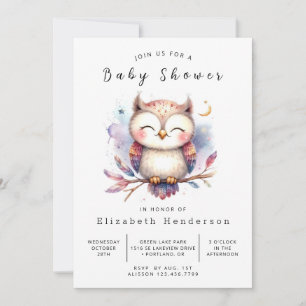 Invitation Baby shower de hibou en ligne amusant