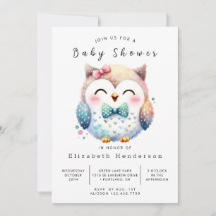 Invitation Baby shower de hibou en ligne gracieux