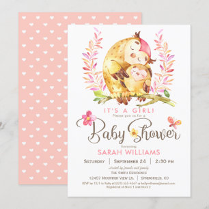 Invitation Baby shower de hibou, fille