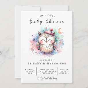 Invitation Baby shower de hibou numérique enchâssé