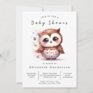 Invitation Baby shower de hibou numérique simple