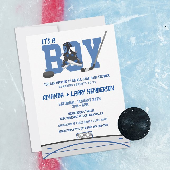 Invitation Baby shower de hockey sur glace (Créateur téléchargé)