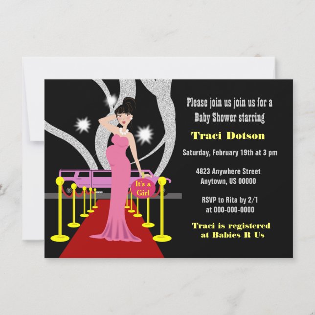 Invitation Baby shower de Hollywood (Devant)