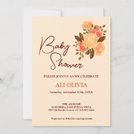 Invitation Baby shower de jardin aux fleurs d'aquarelle