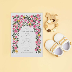Invitation Baby shower de jardin de printemps Trellis rose