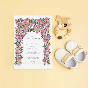 Invitation Baby shower de jardin de printemps Trellis rose