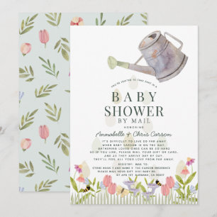 Invitation Baby shower de jardin fleuri Can par courrier