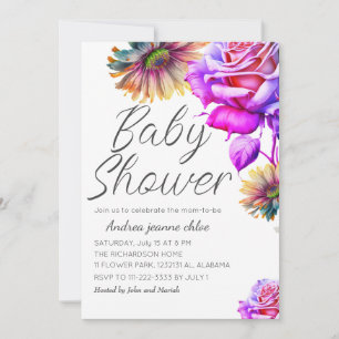 Invitation Baby shower de jardin fleuri chic et moderne