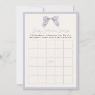 Invitation Baby shower de jeu classique violet Bow Bingo Card