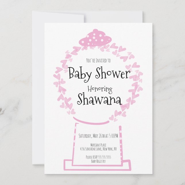 Invitation Baby shower de jour des Valentines roses douces In (Devant)